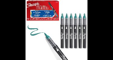 Sharpie Creative Marker Acrylverfmarkers | Brushtip | Verfmarkers op waterbasis | Inkt loopt niet door en geschikt voor de meeste oppervlakken | Smaragdgroen | 6 stuks