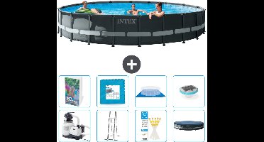 Intex Rond Ultra XTR Frame Zwembad - 610 x 122 cm - Inclusief Pomp - Ladder - Grondzeil - Afdekzeil - Vloertegels - Verlichting - 9-delig