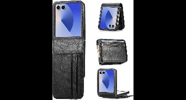 Hoesje Geschikt voor Samsung Galaxy Flip 7 Hoesje Zwart - met Pasjeshouder – bookcase Portemonnee - Walletcase - Portemonneehoes