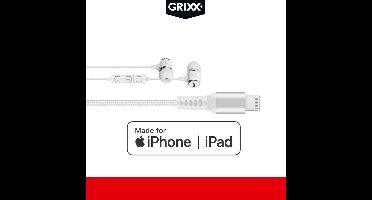 Grixx iPhone Oordopjes Lightning – Met Microfoon – In-ear – MFI - Handsfree Bellen - Wit