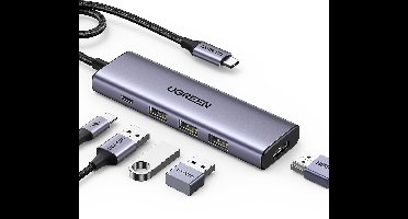 Ugreen CM511 Serie - 5-in-1 USB-C Hub - HDMI 4K - USB-A 3.0 - Grijs