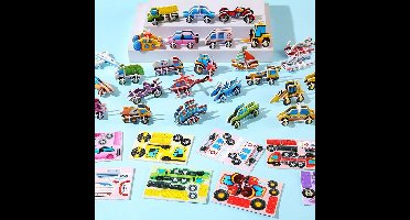30 stuks 3D-puzzels voor kinderen, educatieve 3D-dierenpuzzels, creatieve papieren puzzel met bouwvoertuigen, prijsjes voor in de klas, cadeautjes voor een kinderfeestje, willekeurige stijl -(Bouwvoertuig)