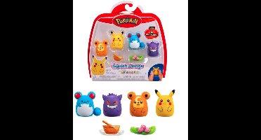 Pokémon - Squish a Longs - 4 Figuren en 2 Accessoires - Pikachu - Gengar - Squishmallow - Fidget Toys - Squishy - Speelgoed vanaf 6 jaar - Squish-a-longs