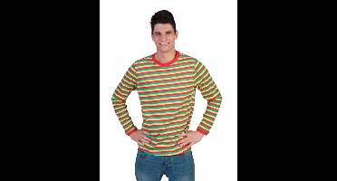 Gestreept Shirt rood/geel/groen - Maat M