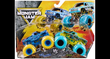 Hot wheels Monster Jam truck 2-pack Blue Thunder & Bad News Travels Fast - monstertruck 9 cm schaal 1:64