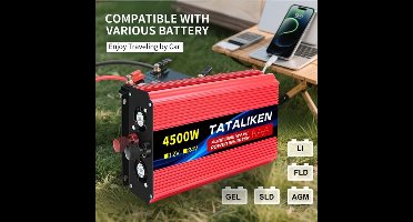 Stroomomvormer – Spanningsomzetter – Omvormer – Inverter – Zuivere Sinusgolf – 4500W Piekvermogen – LCD-Display