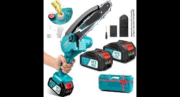 Mini Kettingzaag - Kettingzaag - Handzaag - Snoeizaag - Draadloos - 800W - Draagbaar - Tuin Gereedschap - 2 Accu’s