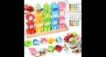 Montessori Houten Speelgoed, Montessori Vroeg Onderwijs Hulpmiddelen, Geometrische Sets Van Kolommen, Shape Matching, Threading Puzzel, Het Assembleren Van Bouwstenen Kralen, Bouwsteen Classificatie Spel