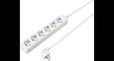 Sygonix SY-4890998 Stekkerdoos 6-voudig Wit Randaarde stekker 1 stuk(s)