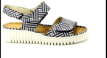 Waldläufer Dames Sandaal - 955001-107-217 Blauw/Wit - Wijdte H - Maat 6½