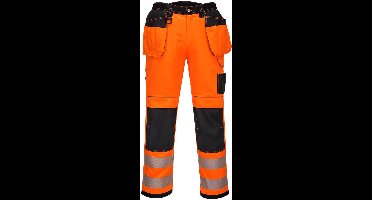 Portwest PW3 Hi-Vis Stretch Broek met Holsterzakken PW306 - Oranje/Zwart - 32