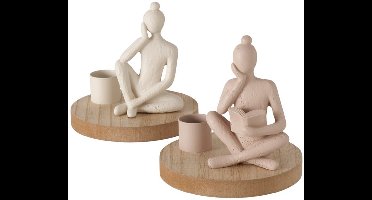 Boltze - Kaarsenhouders - Set van 2 - Kandelaars - ME Time - Vrouwen - Beige en Creme