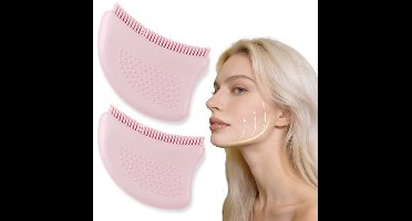 2 Stuks Siliconen Gezichtsmassage Borstel - Handmatige Gua Sha & Lymphatic Drainage Tool - Gezichtsreiniging & Huidversteviging - Anti-Wallen - Roze