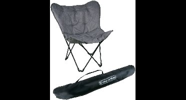 Camp active Vlinderstoel Opvouwbaar - Butterfly Chair Inclusief Draagtas - Campingstoel met Comfortabele Zitting - Lichtgewicht Klapstoel - 70 x 60 x 90 cm - Grijs