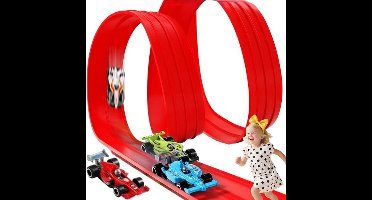 3.9M Flexibele Speelgoedvoertuig Baanspeelgoed - voor kinderen met 16 zuignappen en 8 gele pakkingen, compatibel met 4 gegoten legering speelgoed 1:64, 13-voet rollen, draagbare flexibele baanspeelgoed
