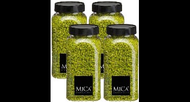 Mica Decorations decoratie stenen/granulaat - 4x - 650ml - groen - hobby steentjes