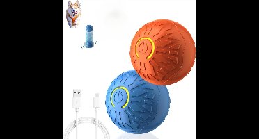 2-delige Automatische Stuiterbal Voor Huisdieren | Interactief Speelgoed Voor Kleine Honden En Katten, Sensorgestuurd, Automatisch Schommelend/rollend/stuiterend, Slijtvast ABS-materiaal, Oplaadbaar Via USB (Blauw En Oranje)