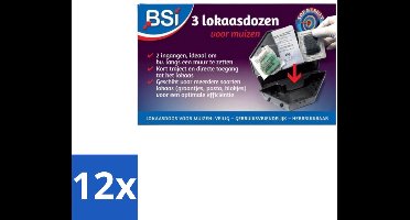 BSI – Lokaasdoos – Muizenbestrijding – 3 Dozen - Voordeelverpakking - 12 stuks