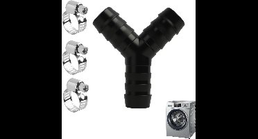 Y-distributor - 2 manieren - aansluiting voor wasmachine - 2-way Y-distributor - voor afvoerpijpen - geschikt voor wasmachines en vaatwassers - inclusief 3 klemnippels - diameter 19 mm