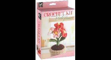 Creative Craft Group haakpakket bloemen roze bloempot inclusief haaknaald.