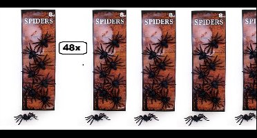 48x Spinnen zwart 7 cm halloween/horror