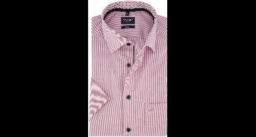 Modern fit Olymp roze gestreept korte mouw met borstzak