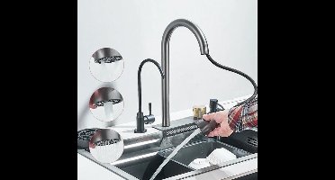 Keukenspoelbak - Met Kraan - Spoelbak - Keuken Gootsteen - RVS - 60X45cm - Wasbak Keuken - Zeepdispenser - Bekerreiniger - Zilver