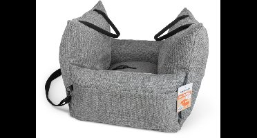 Beeztees Zia Hondenmand auto - Draagtas/Autostoel hond - Inc Veiligheidsriem - Wasbaar - Grijs - 55x46x40 cm