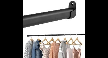 Kledingroede, uitschuifbaar van 42 tot 70 cm, verstelbare metalen kledingstang voor kasten, garderobes, ramen en campers, zwart