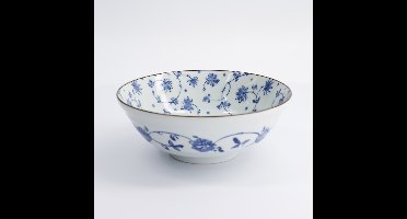 Tokyo Design Studio - Natsu Karakusa Ramen Kom - Blauw/Wit - 1000 ml - 21 x 7,8 cm