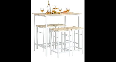 Bartafelset – Barset – Bistroset – Eettafelset – Barkrukset – 5-delig – MDF Tafelblad – Stevig Metalen Frame – Compacte Afmetingen – Comfortabele Barkrukken