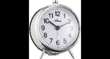 Atlanta 1051/19 zilver Mechanische wekker met lichtgevende wijzers