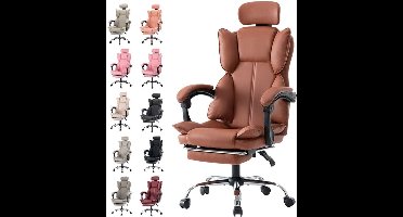Gamingstoel – Gamestoel – Gaming Chair – Bureaustoel – Game Stoel – Ergonomisch Verstelbaar – PU Leder – Zacht Schuim – Stevige Rugleuning – Paars Wit Design