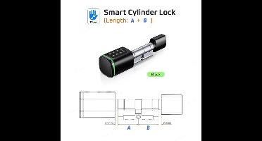 Slank Deurslot - Smart Lock - Elektrisch Deurslot - TTLock - APP - Wachtwoord - RFID Kaart - Euro Cilinderslot - Digitaal Sleutelloos Slot - Zwart
