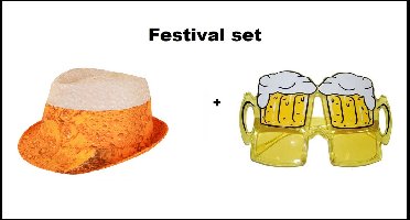 1x Festival Bier hoedje + 1x Bier bril - Festival themafeest biertje verjaardag bierfeest terras fun vrijgezel