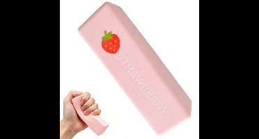 Squishy Aardbeien Melkreep - Slow Rising Anti-stress Speelgoed - Kawaii Soft PU Foam - Stressbal & Fidget Toy - Roze - 13cm