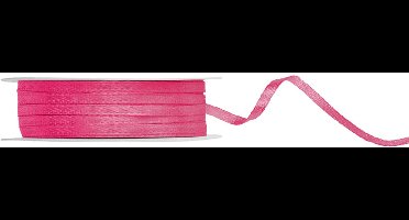 Satijn lint 3mm breed donker roze, rol 50 meter - hobbylint - sierlint - cadeaulint - satin ribbon