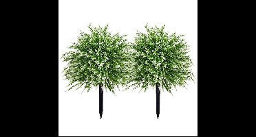 2 Bossen Kunstbloemen voor Buiten – UV-bestendige Nepbloemen voor Decoratie – Kleurvast Kunststof – Decoratie voor Tuin, Veranda en Bloembakken (Wit)
