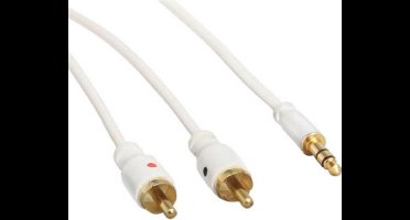 3,5mm Jack - Tulp stereo audio slim kabel - wit - 1,5 meter