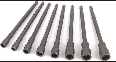 HBM 8 Delige Extra Lange 150 mm. Magnetische Dopsleutelset met HEX opname