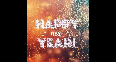 Happy New Year Servetten 33cm Wit 20st