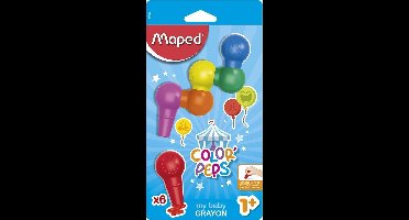 Mijn eerste krijtjes in plastic - Maped Color'Peps plastic krijt, blister met 6 stuks in geassorteerde kleuren
