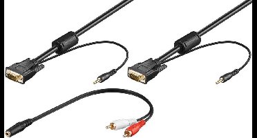 Delock - VGA Beeldscherm Kabel met Audio aansluitkabel -  2 m - Zwart