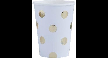 Papieren bekertjes - Polka dot goud (8 stuks)