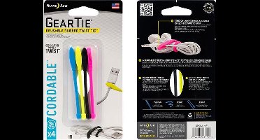 NITE IZE Gear Tie CORDABLE 3" - 4 PACK MIX COLOR GTK3-A1-4R7