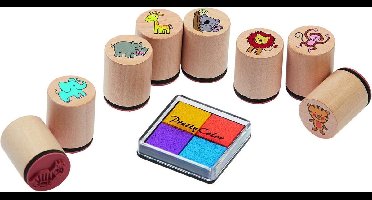 Goki Houten stempelset 8-delig wilde dieren