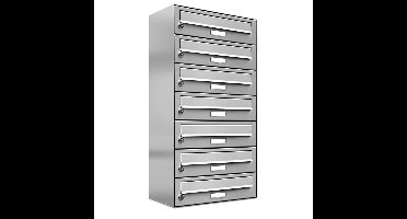 Brievenbus 7 adressen muurmontage RVS