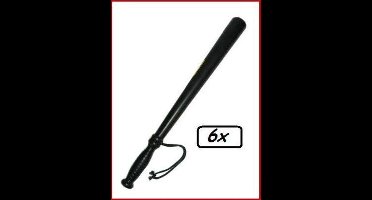 6x Politie knuppel plastic zwart luxe 53cm