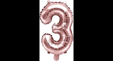PARTYDECO - Kleine roségouden aluminium cijfer ballon
