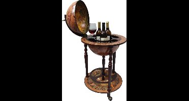 Brulo - Wereldbol - Globebar - Hout - Bruin - Carthago - 36 cm diameter